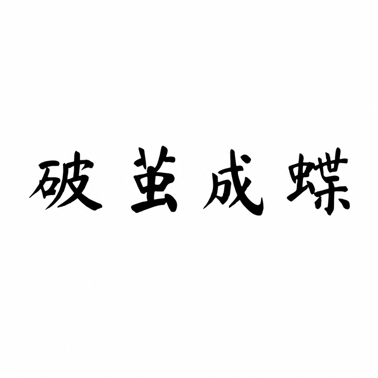 Transform and Emerge — 破茧成蝶 | Chinese Idiom Calligraphy SVG for Tattoo, Wall Art & Apparel
