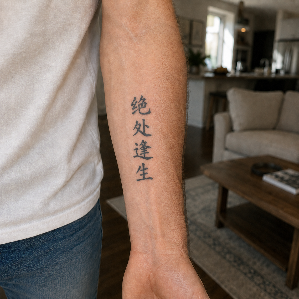 Finding Hope in Desperation — 绝处逢生 | Chinese Idiom Calligraphy SVG for Tattoo, Wall Art & Apparel