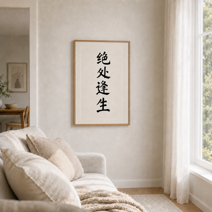 Finding Hope in Desperation — 绝处逢生 | Chinese Idiom Calligraphy SVG for Tattoo, Wall Art & Apparel