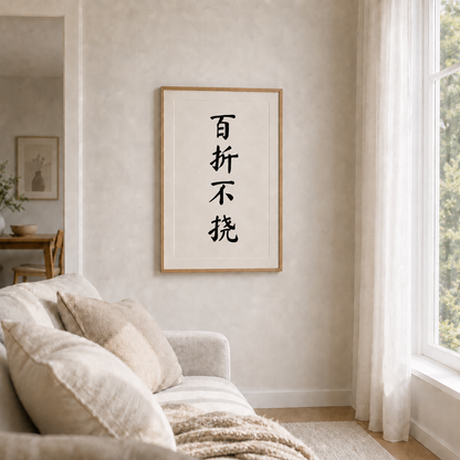 Never Yield to Setbacks — 百折不挠 | Chinese Idiom Calligraphy SVG for Tattoo, Wall Art & Apparel