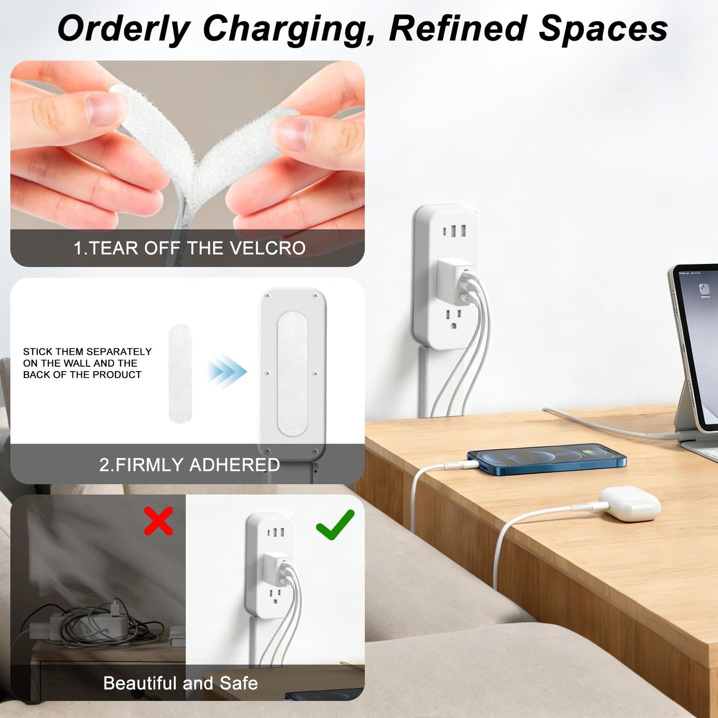 Electrical Outlet Extender Stick - Extends 22"-34", Rotates 180°